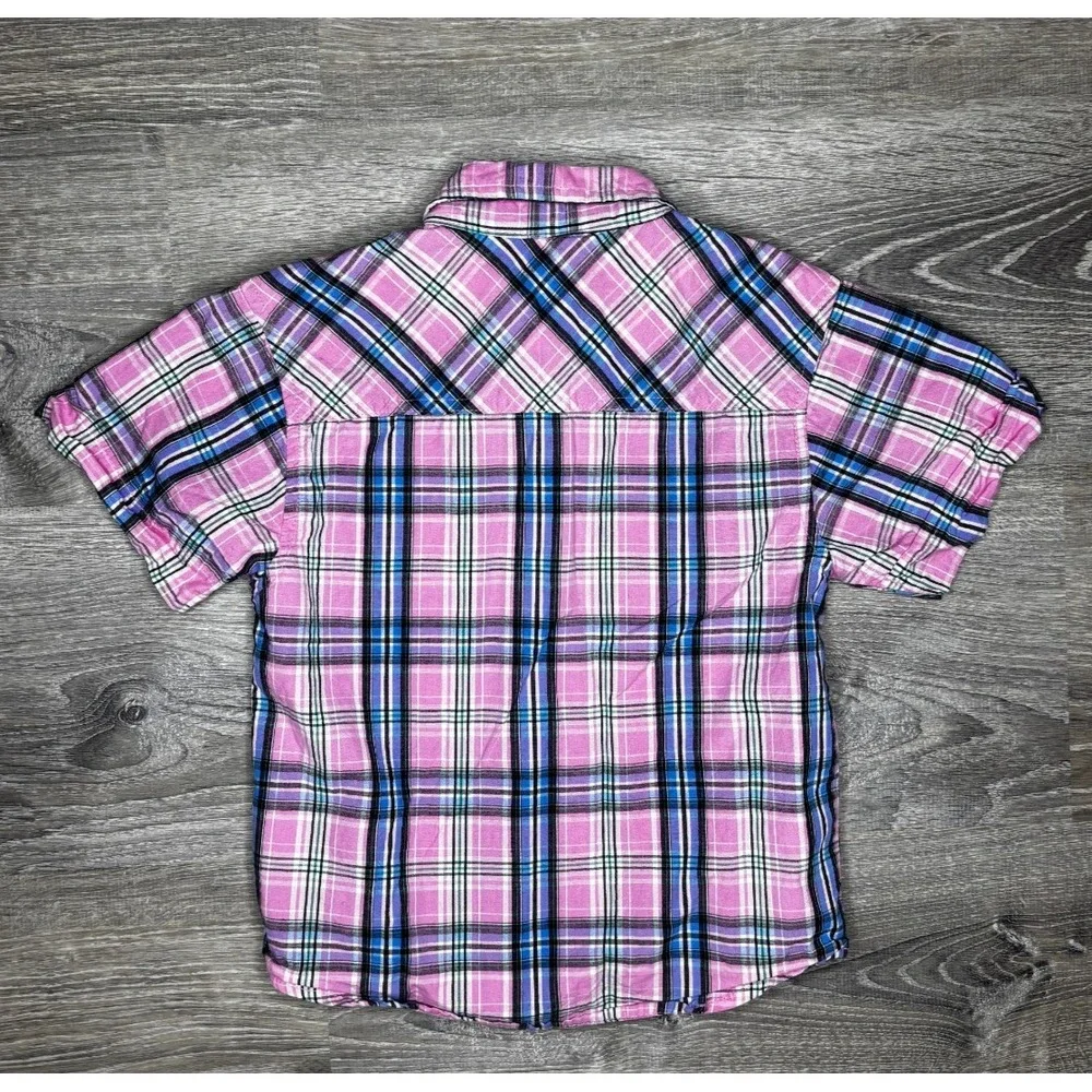 Polo Ralph Lauren Kids Boys‎ Poplin Short Sleeve Shirt Size 5/6 Pink Blue